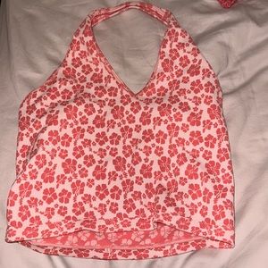 forever 21 pink floral halter cropped top